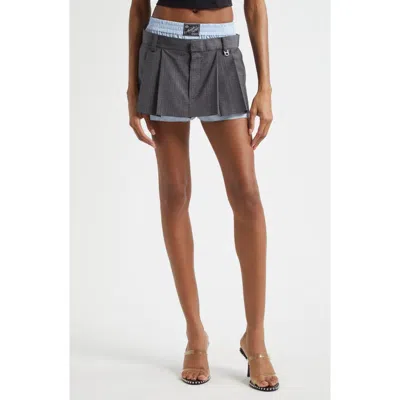 Alexander Wang Prestyled Pleated Skort With Detachable Chain Detail In Gray