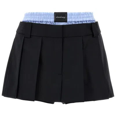 Pre-owned Alexander Wang Pre-styled Pleated Skort With Zipper 'black/oxford Blue' | Women's Size 2