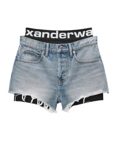 Alexander Wang Blue Pre-styled Relaxed Logo Bike Shorts In Animal Print