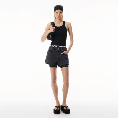 Alexander Wang Pre-styled Relaxed Logo Bike Short In Gray