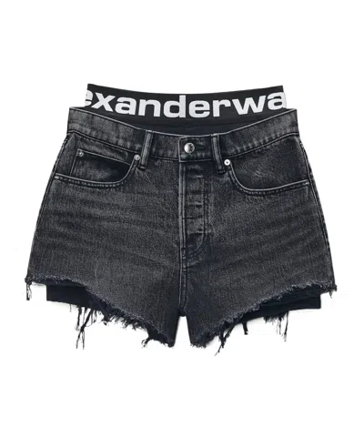 Alexander Wang Comfortable Cotton Logo Shorts For Women In Black