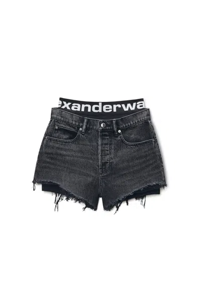 Alexander Wang Pre-styled Relaxed Logo Bike Short Grey Aged In Gray