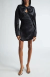Alexander Wang Satin Viscose Slip Dress W/bolero In Black