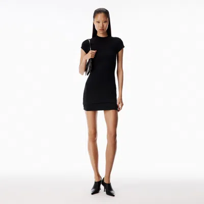 Alexander Wang Prestyled Short Sleeve Mini Dress In Black