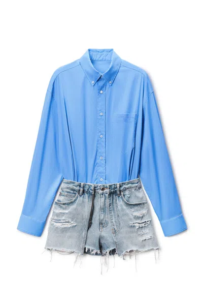 Alexander Wang Prestyled Skort Romper Authentic Light Indigo In Blue