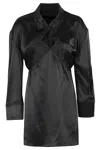 Alexander Wang Satin Viscose Slip Dress W/bolero In Black