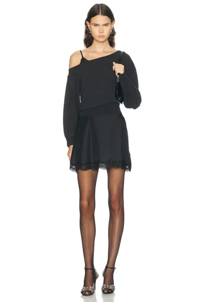 Alexander Wang Pre-styled Slip Dress With Cut Neckline Long Sleeve Sweater In Black