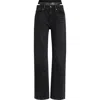 Alexander Wang Slit Hem Prestyle Hotfix Mesh Undie Jeans In Black