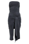Alexander Wang Vintage Effect Stretch Jumpsuit With Knot Detail In Grey