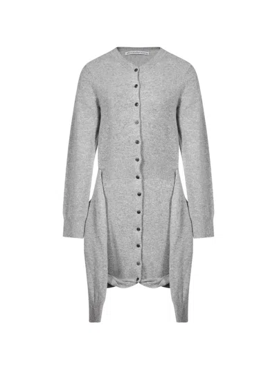 Alexander Wang Pre-styled Tied Sleeve Cardigan Dress In Gray