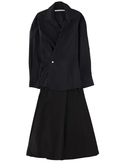 Alexander Wang Pre-styled Wrap Mini Dress In Cotton In Black