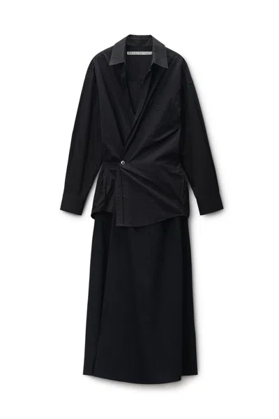 Alexander Wang Pre-styled Wrap Mini Dress In Cotton In Black