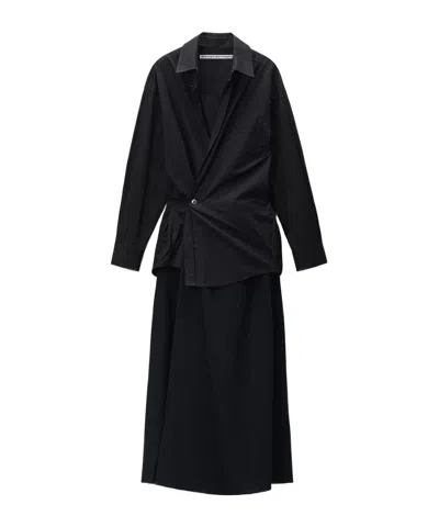 Alexander Wang Pre-styled Wrap Mini Dress In Cotton In Black