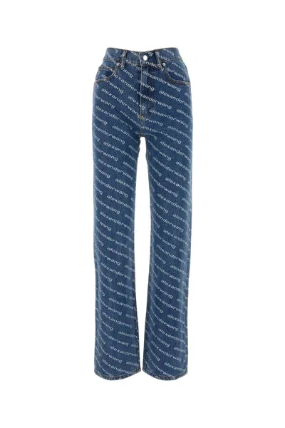 Alexander Wang Printed Denim Jeans In Blue