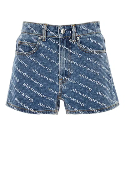 ALEXANDER WANG PRINTED DENIM SHORTS