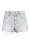 Alexander Wang Blue Printed Bite Logo Denim Shorts In Nude