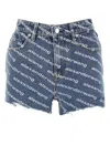 Alexander Wang Printed Denim Shorts In Blue