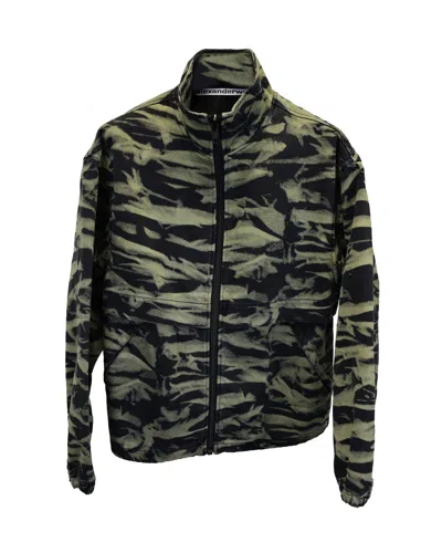 Alexander Wang Printed Front-zip Jacket In Multicolor Cotton In Green