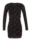 Alexander Wang Printed Micro Ribbed Dress In Black