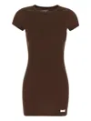Alexander Wang Short Sleeve Crewneck Dress In Brown