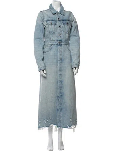 Pre-owned Alexander Wang Printed Trench Coat In Blue