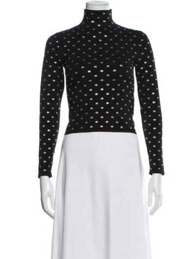 Pre-owned Alexander Wang Printed Turtleneck Top In Black