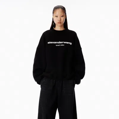 Alexander Wang Puff Logo Crewneck Sweatshirt In Black