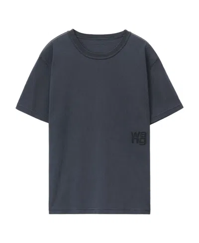 Alexander Wang Puff Logo-embossed Cotton T-shirt In Gray