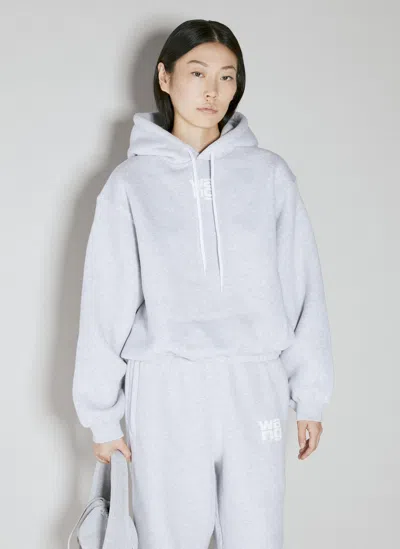 Alexander Wang Puff Logo Hooded Sweatshirt In Grey