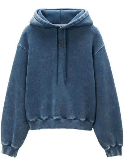 Alexander Wang Puff Logo-appliqué Hoodie In Acid Black Ice