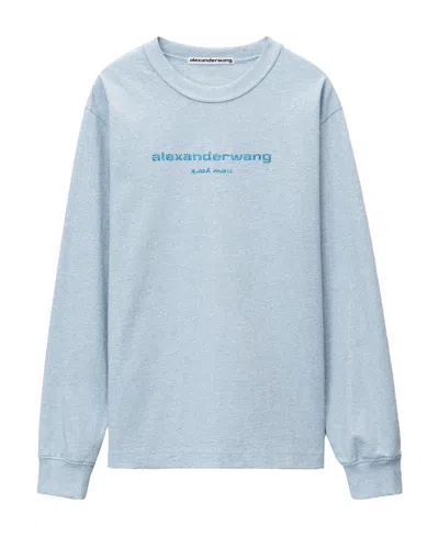 Alexander Wang Puff Logo Long Sleeved T-shirt In Blue