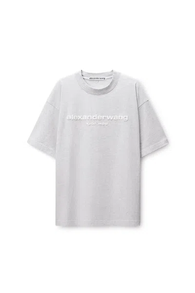 Alexander Wang Puff Logo Oversized Tee Light Heather Grey In Gray
