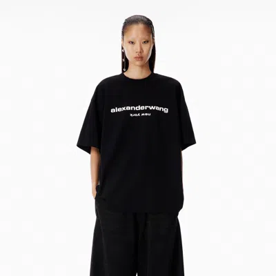 Alexander Wang Puff Logo Short Sleeve Tee In Black