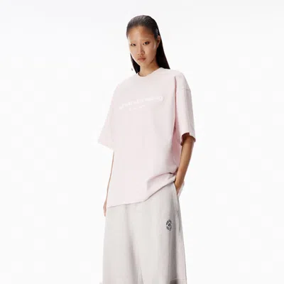Alexander Wang Puff Logo Short Sleeve Tee In Pink