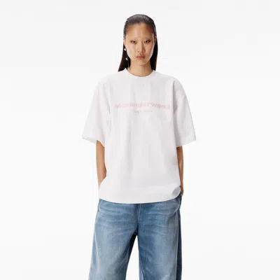 Alexander Wang Puff Logo Short Sleeve Tee In White