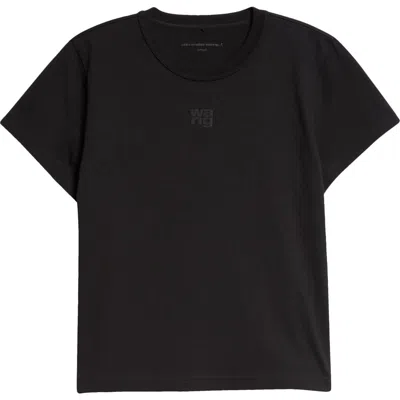 ALEXANDER WANG ALEXANDER WANG PUFF LOGO SHRUNKEN COTTON JERSEY T-SHIRT