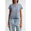 Alexander Wang Puff Logo Shrunken Cotton Jersey T-shirt In Blue