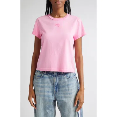 Alexander Wang Puff Logo Shrunken Cotton Jersey T-shirt In Pink