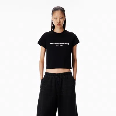 Alexander Wang Puff Logo Shrunken Tee In Black