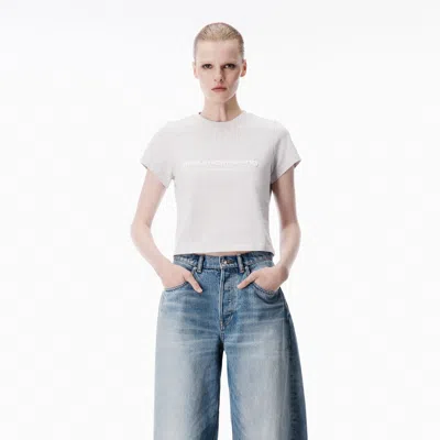 Alexander Wang Puff Logo Shrunken Tee In Gray