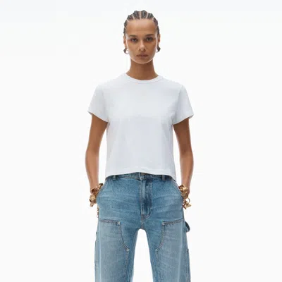 Alexander Wang Puff Logo Shrunken Tee In Cotton Jersey In White