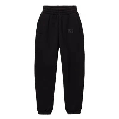Alexander Wang Puff Logo Sweatpant In Structured Terry In Black