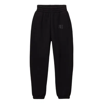 Alexander Wang Puff Logo Sweatpant In Structured Terry In Black