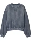 Alexander Wang Puff Logo Sweatshirt In Structured Terry In Grey