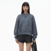 Alexander Wang Puff Logo Sweatshirt In Structured Terry In Washed Asphalt