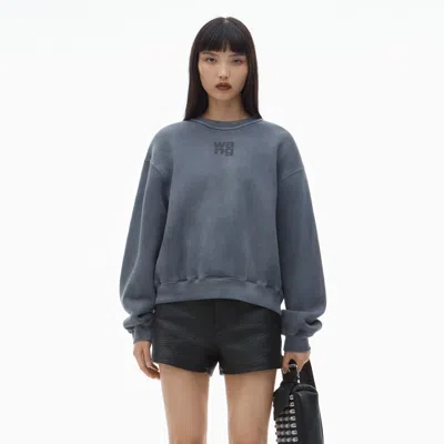 Alexander Wang Puff Logo Sweatshirt In Structured Terry In 029c Washed Asphalt