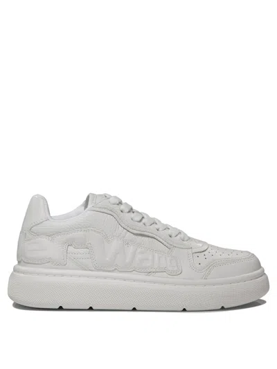 Alexander Wang Logo-embossed Leather Sneakers In White
