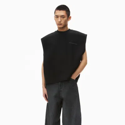 Alexander Wang Puffed Logo Muscle Tank Top In Cotton In Black