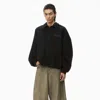 Alexander Wang Puffed Logo Oversized Polo Top In Cotton In Black