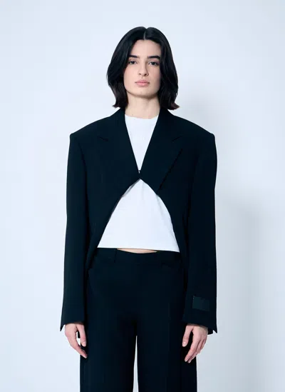 Alexander Wang Exaggerated Split Front Boxy Blazer In Black